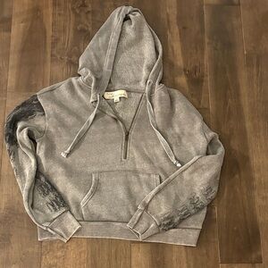 Vintage Havana Gray Hoodie with Black Details